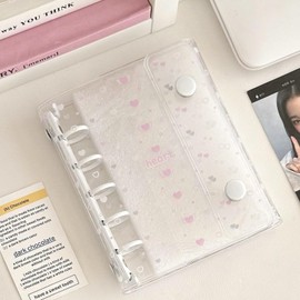 M5 Sticker Notebook, Clear, 5 Holes, Clear Binder, Includes 10 Refills, Removable Seal Storage, Replaceable Pocket Mount, Sticker Notebook, Collection Organization, Mini Size, Clear Cover, White
