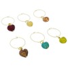 GlassOfVenice Murano Glass Heart Wine Glass Charms Set of 6
