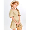 Batermoon Girls Summer Dress Square Neck Short Sleeve Crossover Waist