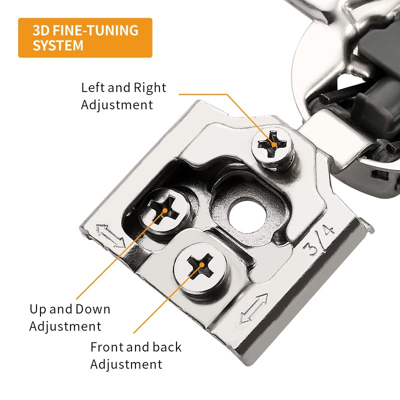 Chibery 50 Pack 3/4" Overlay 3D Soft Close Concealed Hinge