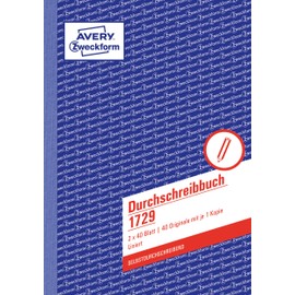 AVERY Zweckform 1729 Durchschreibbuch (A5, selbstdurchschreibend, 2x40 Blatt) weiß/gelb