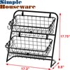 Simple Houseware 2-Tier Rigid Wire Market Basket Stand, Black