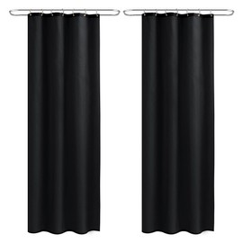Nasitos Black Stall Shower Curtain Liners 2 Pack - W36 x H72 - Washable & Water Resistant Fabric Bath Shower Liners for Narrow Stall, Stand Up Shower Stall, RV, Camper (4 Magnets Included)