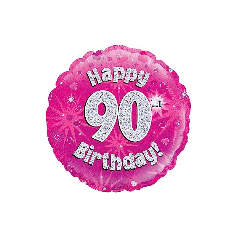 Oaktree 18" Happy 90th Birthday Pink Holographic