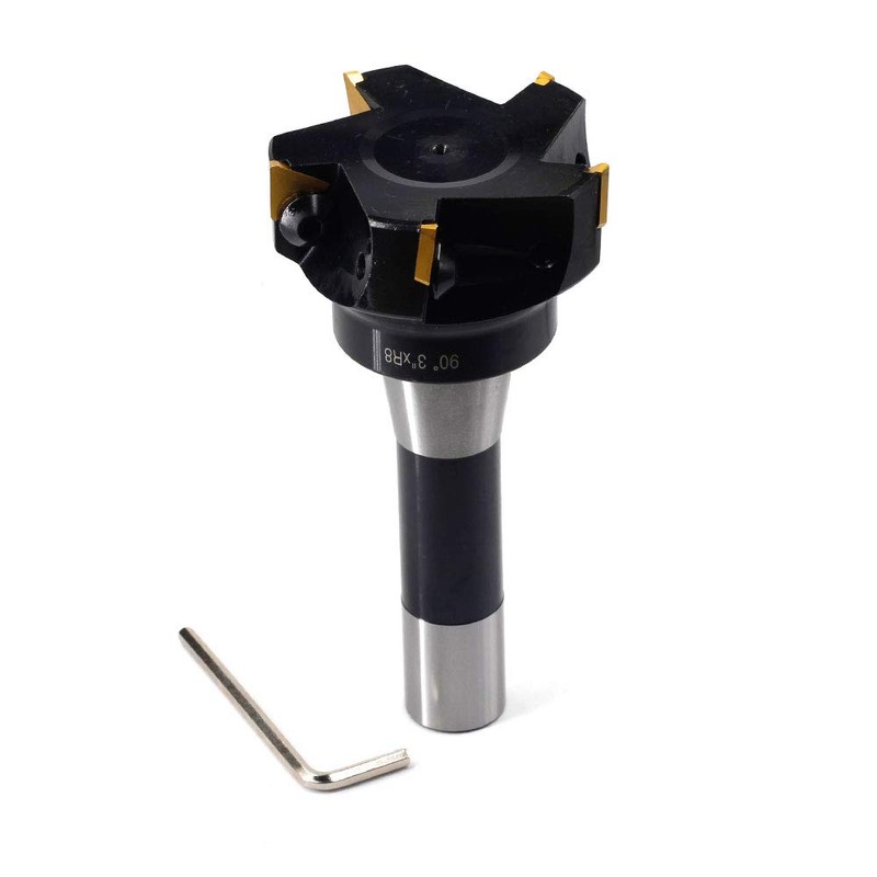 OSCARBIDE Indexable End Mill,R8 Shank,3" Cutting Diameter,6" Overall Length,90 Degree,5