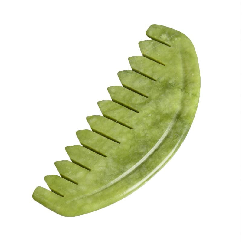 TEONEI Jade Head Comb Massage,Natural Jade Stone Head Therapy Massage