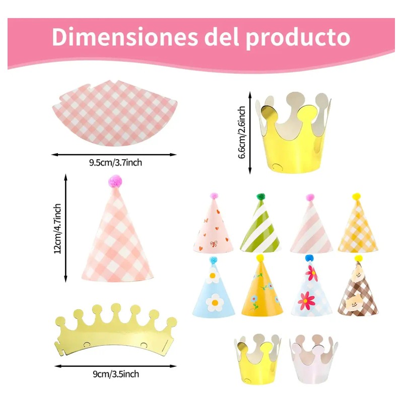 11 Piezas Gorros De Cumpleaños Gorros De Fiesta Gorritos