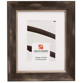 Craig Frames Aristocrat, 8 x 10 Inch Picture Frame Matted to Display a 5 x 7 Inch Photo, Black and Pewter