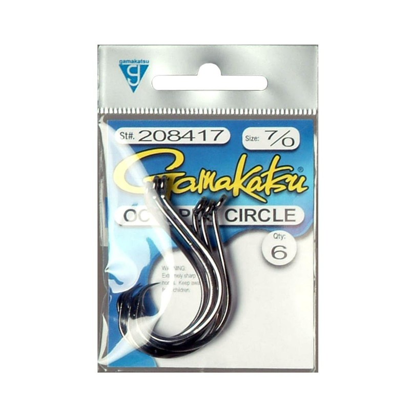 Gamakatsu Octopus Circle Hook-6 Per Pack (Black, 7/0)