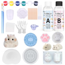 Anergoo Taba Squishes Kit with Pig Bunny Silicone mold Cookie mold squishy hamster mold 3" Paw Animal Silicone Molds for Decompression Gift 200g