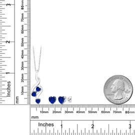 Gem Stone King 925 Sterling Silver Blue Created Sapphire Pendant and Earrings Jewelry Set For Women (3.10 Cttw, with 18 Inch Chain)