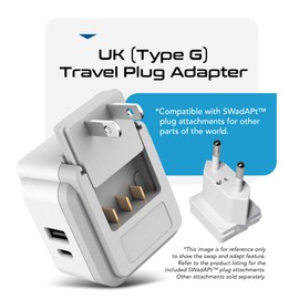 Ceptics UK, Hong Kong, UAE Travel Plug Adapter Set (Type G) - 4 in 1 - 2x Outlets, 1 USB & 1 USB-C (3.1A) - Compact & Powerful (PAK-UK)