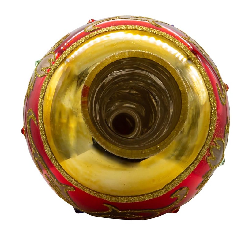Kurt Adler Bellissimo Glass Red and Gold Finial Treetop