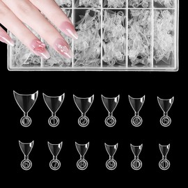 Pack of 600 French Short False Nail Tips, Nail Tips for Manicure, Women, DIY, Salon, Home, Women, Nail Design, 12 Sizes, Transparent