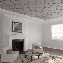 Ekena Millwork 33"W x 33"H x 3/8"T Small Woodall Decorative Fretwork Wood Ceiling Panels, Hickory