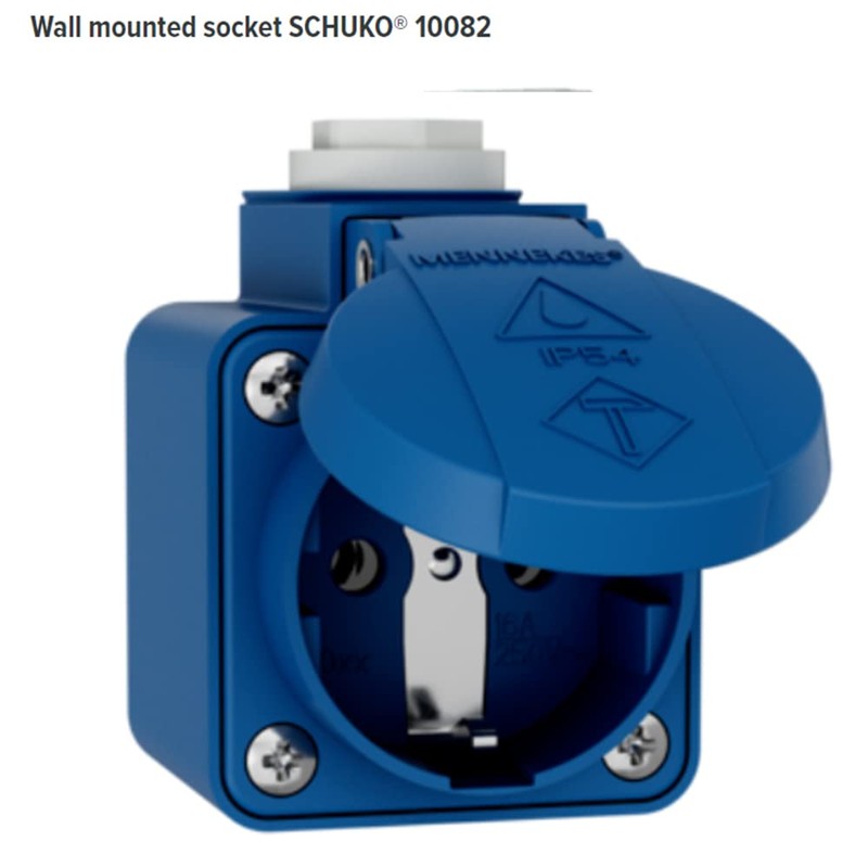 Mennekes (Company) 10082 Schuko Wall Mounted Socket, 3 Plug-In Terminals,