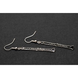 Miniblings Clarinet Music Instrument Black Metal Thin – Original Fashion Jewellery I Earrings Silver-Plated, Metal
