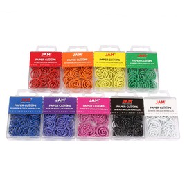JAM PAPER Circular Paper Clips Assortment Pack - 9 Color Packs of Round Circular Paperclips - 50/Pack