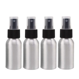 Furnido 1.72oz Aluminium Essential Oil Spray Bottle Refillable Perfume Fine Mist Atomiser Empty Beauty Metal Spray Bottles Cosmetic Packaging Container Travel subpackage Bottles 4-Pack (Black Caps)