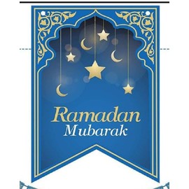 Blue Ramadan Mubarak decor/blue and Gold Banner Ramadan Mubarak Banner/surprise party decorations DIY necessary