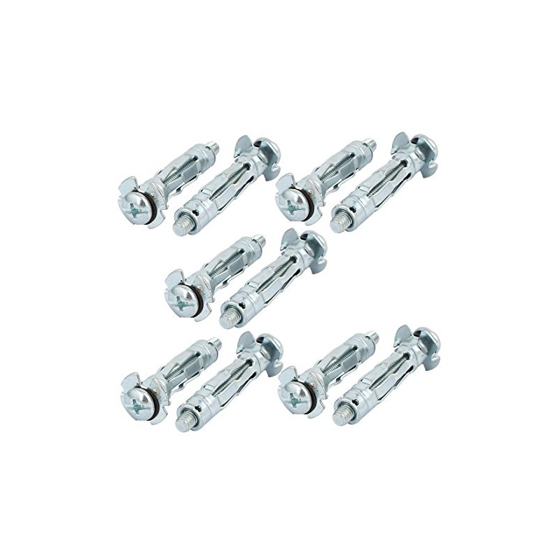 Sourcingmap 10pcs M5x37mm Thread Expansion Bolt Sleeve Anchor for 6mm-13mm