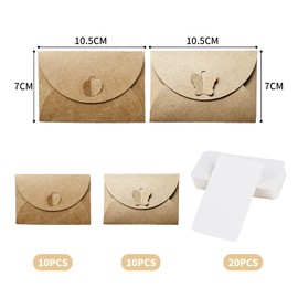 IOPYKKOA 20 Kraft Paper Envelopes with 20 Blank Paper Cards, Mini Envelopes with Heart Closure Butterfly for Gift Cards DIY Graffiti