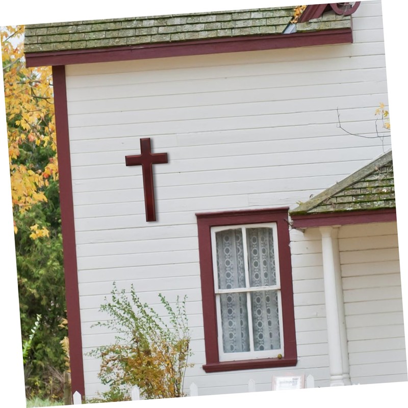Ciieeo Solid Wood Crucifix Cross Wall Hanging Decor Wooden Craft