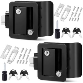2 Pack RV Door Locks for Travel Trailers with Paddle Deadbolt, Black Camper Entry Door Latch, RV Lock Replacement Kit with Keys, for Cargo Hauler Horse Trailer Truck