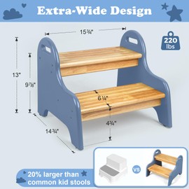 StrongTek Kids 2 Step Stool, Oak Wood Step Stool for Children, Safe & Sturdy, Ideal for Bathroom, Kitchen, Home Use, Durable, Non-Slip, Child Safety, Foot Stool, Toddler Step Stool, Easy to Clean