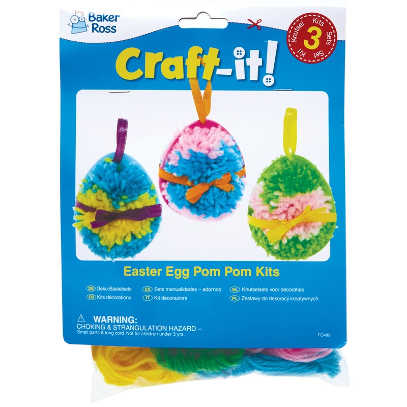 Baker Ross FC489 Easter Egg Pom Craft Kit for Children,