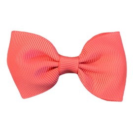 Salmon Pink Hair Bows Clips Slides Grips 2.7" inch Soft Ribbon Small Straight School Hairbows for Girls 10pcs