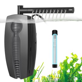 FEDOUR 600LPH Aquarium Filter with U-V, 8W Adjustable Aquarium Inner Filter, Underwater Quiet Fish Tank Filter for 30-180L Basins, with Biochemical Cotton, Activated Carbon Cotton, Ceramic Balls