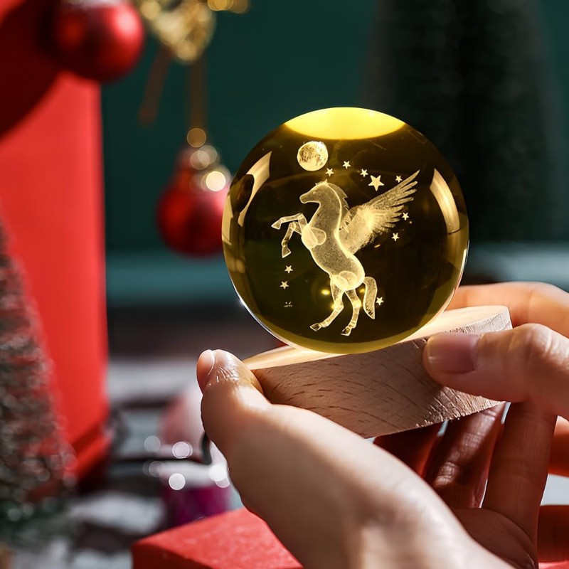 KAISELINNA 3D Dream Horse Crystal Ball Christmas Crystal Ball Glass
