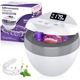 Ultrasonic Cleaning Device 45 kHz UV Ultrasonic Cleaner 35 W for Tooth Rail Cleaning & Deodorising Ultrasonic Cleaner for Crunch Splint, Aligner, Dental Prosthesis 200 ml Dental pod