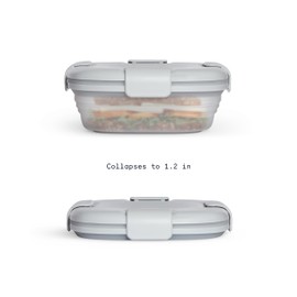 STOJO Collapsible Sandwich Box – 24oz, Reusable Food Storage Container, Silicone Bowl for Hot/Cold Food – Meal Prep, Lunch, Camping, Hiking – Dishwasher Safe (Set of 1, Cashmere Gray)