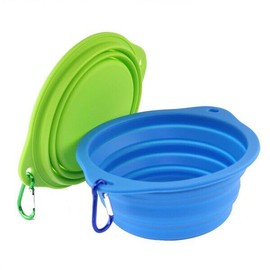 2 Pack Collapsible Dog Travel Bowl 250/500 ML, Portable Pet Food Water Dish Feeder for Outdoor Travel, Walking, Hiking (Green/Blue)