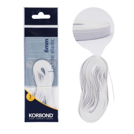 Korbond Elastico Piatto per Cucito, 6 mm x 3 m, in Misto Poliestere di Lunga Durata, per Riparare Vestiti, girovita o Polsini, per Sartoria, creazioni Artigianali, upcycling, Colore: Bianco