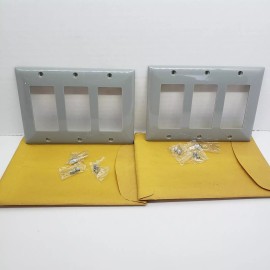Mulberry  3-Gang GFCI Block Wall Plate Cover GRAY  Lot of 2 #77403G