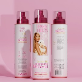 Paris Hilton Pet Dog Deodorizing Spray & Detangler, 295ml | Natural Pet Odor Eliminator with Sweet Pea & Vanilla Scent for Fresh Grooming