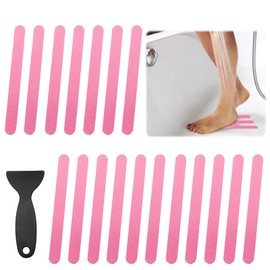 Coufce Bathtub Stickers Non Slip, Pink Anti Slip Shower Strips Tubs Safety Shower Treads, Adhesive Sticker for Bathroom Bathtub, Shower Floor, Ladders with Scraper (24Pcs)