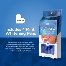 BioSwiss Teeth Whitening Pen Set, Optic Bright Ultra White Mint Tooth Whitener Pens, 4 Pack