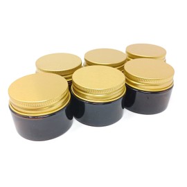 Aura 30ml Amber Glass Jars with Gold Tin Plate Lids - Pack of 6
