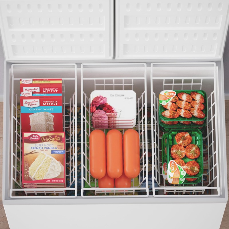 SANNO Chest Freezer Baskets, Deep Freezer Organizer Bins Sturdy Metal