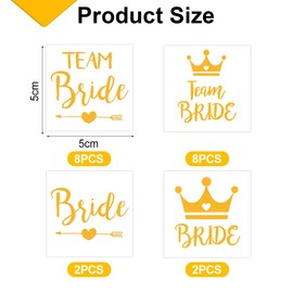 ZORVUJI Team Bride Tattoos Set Gold, 20 Temporary JGA Tattoos Women, Hen Party Accessories for Wedding, Team Bride and Bride Tattoos Decoration