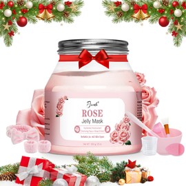 Pjordo Jelly Masks for Facials Professional, Bulgarian Rose Hydrating & Moisturizing Jelly Mask Powder with Mixing Bowl Set, Peel-Off Hydrojelly Face Mask Skincare, Christmas Spa Gifts for Women