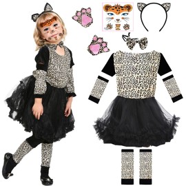 DAZZTIME Leopard costume children, leopard costume children girls, animal costume cosplay, children girls leopard costumes, animal costume children, animal dressing set for carnival, fancy dress,
