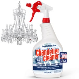 Chandelier Cleaner Drip Dry Spray - No Wipe Formula for Effortless, Streak-Free Shine on Crystal, Glass & Brass - Sprays up to 25 feet! Biodegradable, Non-Toxic & Time-Saving, 32 oz - Made in USA