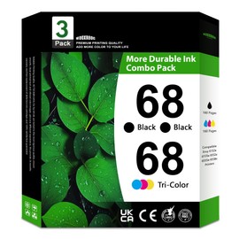 68 Ink Cartridges Black Color Combo Pack Replacement for HP 68 Ink Envy 6552e 6555e 6558e 6152e 6155e Printer 3-Pack (2 Black / 1 Tri-Color)