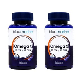 BLUUMARINE Pack 2x1 Omega 3 con 18% EPA y 12% DHA, Suplemento Alimenticio, 60 cápsulas c/u, Apoyo Cardiovascular, Cerebral y Ocular