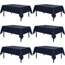 Romanstile Rectangle Tablecloth, 6 Pack 52 x 70 Inch, Stain and Wrinkle Resistant Washable Polyester Table Cover for Dining Table and Holiday Parties, Navy Blue
